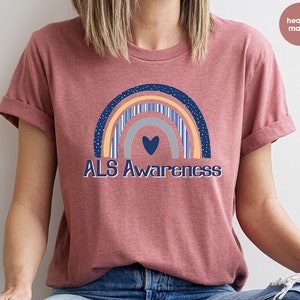 ALS Support T-Shirt, ALS Awareness Month Outfit, ALS Warrior Tee, Amyotrophic Lateral Sclerosis, Als Survivor Gift, Als Rainbow Graphic Tees