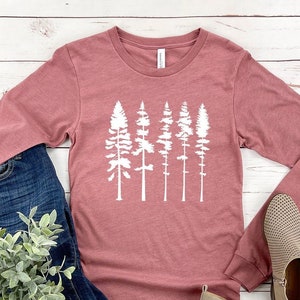 Pine Tree Long Sleeve Shirt, Pine Tree Long Sleeve Shirt, Hiking Long Sleeve Shirt, Camping Long Sleeve Shirt, Outdoors Adventure Shirt