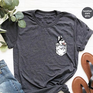 Pocket Husky Mom Shirt, Husky Mama Shirt, Dog Mom Shirt, Fur Mom Tee, Dog Lover, Dog Mom Gift, Husky Gift, Siberian Husky T Shirt