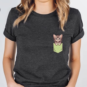 Cat Lover Pocket Tee, Cat Mom Shirt, Pocket Cat Shirt, Funny Cat Shirt, Cat Shirt, Cat Lover Shirt, Cat Mom Tee, Women Cat Shirt