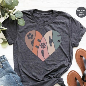 Vintage T Shirt, Peace Shirt, Graphic Tees Vintage, Peace Heart Shirt, Groovy Shirt, Groovy Peace Shirt, Boho Shirt, Shirts For Women