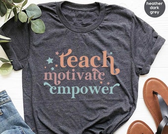 Lehrer-T-Shirts, Geschenke für Lehrer, Lehrer-Anerkennungswoche, inspirierende Vneck-T-Shirts, motivierende Grafik-T-Shirts, Lehrer der ersten Klasse