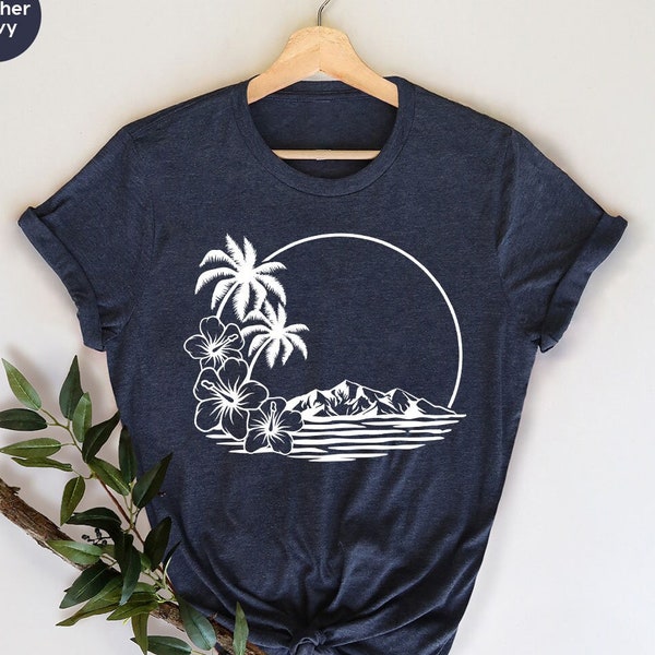Holiday Shirt, Vacation Vneck Shirt, Summer Shirt, Floral Graphic Tees, Travel Shirt, Beach T-Shirt, Summer Shirts for Women, Gift for Her