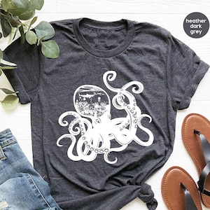 Octopus Graphic Tees, Ocean Shirt, Sea Animals Gift, Octopus Clothing, Cool Octopus Toddler Shirt, Women VNeck TShirt, Gift for Him