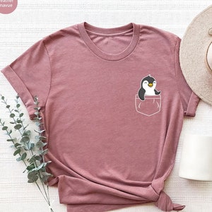 Penguin Shirt, Penguin Gift, Animal Lover, Pocket Penguin Shirt, Penguin Lover Gift, Penguin Toddler, Penguin Baby Clothes, Shirts for Women