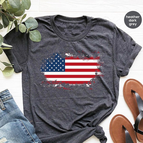 Retro 4th of July Shirt, American Flag Shirt, USA Map Graphic Tees, Vintage Patriotic Shirts, Grandpa Gift, Memorial Day Outfit, Veteran Tee