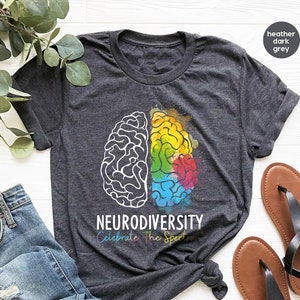 Embrasser la neurodiversité Célébrer le spectre cérébral T-shirt autisme, T-shirt neurodiversité, chemise de sensibilisation à l'autisme, chemise de soutien à l'autisme