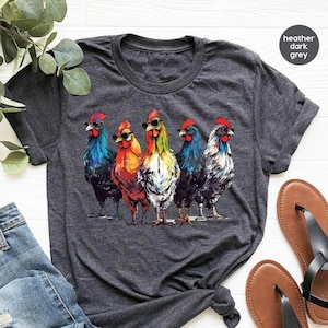 Cool Chickens T Shirt, Farm Animals Shirts, Farmer VNeck Tshirt, Funny Farm Graphic Tees, Gift for Friends, Genderneutral Adult T-Shirt