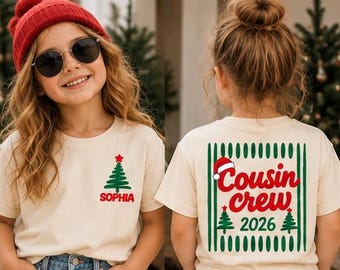Personalized Christmas Cousin Crew 2026 Shirt, Matching Christmas Cousins Tee, Custom Kids Name Holiday Family Outfit