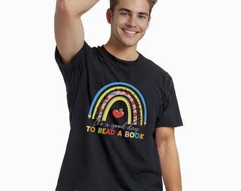Rainbow Apple Reading Shirt, Graphic Tee for Teachers and Book Lovers, Cute Literary Outfit, Reading Lover Shirt