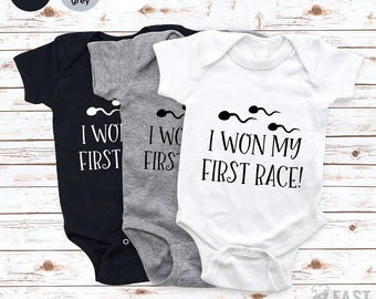 Body divertido para bebé, Gané mi primera carrera, Regalo para recién nacido, Conjunto para bebé niña, Conjunto para bebé niño, Ropa para bebé, Camiseta del nadador más rápido, Camiseta para bebé