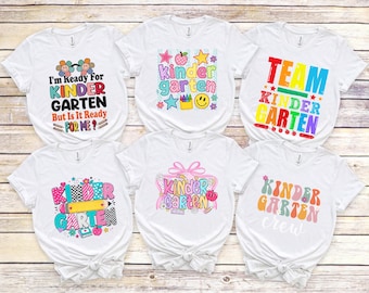 Kindergarten Toddler Shirt, Back to School Kids Shirt, Kindergarten Teacher Tees, Back to School Women V-neck Shirt, First Day T-Shirt