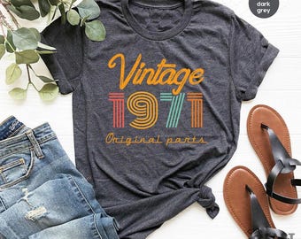 Camiseta de 55 cumpleaños, camiseta vintage, camiseta vintage de 1971, regalo de 55 cumpleaños para mujer, camiseta de 55 cumpleaños para hombre, camiseta retro, camisetas vintage