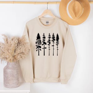 Pine Tree Sweatshirt, Hiking Sweatshirt, Camping Sweatshirt, Outdoors Adventure Shirt, Forest Sweatshirt Gift, Nature Sweatshirt for Women image 2