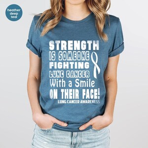 Lung Cancer Awareness T-Shirt, Cancer Warrior Shirt, Lung Cancer Survivor Shirt, Cancer Gifts, Cancer Ribbon Tee, Cancer Support Shirt image 6