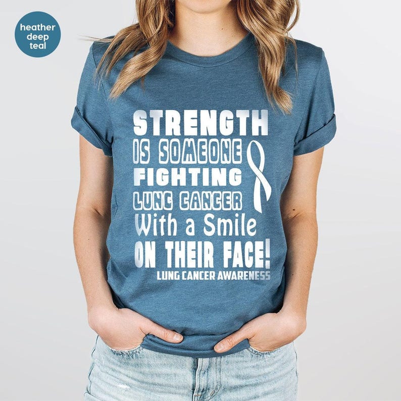 Lung Cancer Awareness T-Shirt, Cancer Warrior Shirt, Lung Cancer Survivor Shirt, Cancer Gifts, Cancer Ribbon Tee, Cancer Support Shirt image 6
