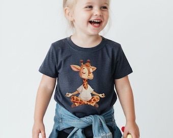 Mindful Giraffe Yoga Shirt, Whimsical Meditation Graphic Tee, Relaxation Apparel for Mindfulness Practitioners, Animal Lover Gift