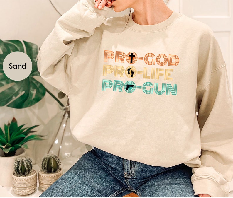 Vintage Pro Life Shirt, Christian Shirts, Retro Patriotic Tees, Conservative Crewneck Sweatshirt, Republican Gifts for Women, American Shirt image 6