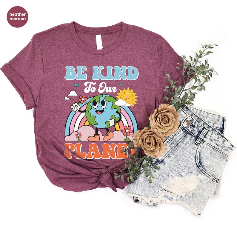 Earth Day Shirts, Planet T-shirt, Graphic Tees for Women, Be Kind to ...