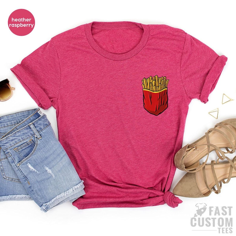 Potato Chips Shirt, French Fries Shirt, Funny Pocket Print Shirt, Food Lover T Shirt, Foodie TShirt, Fast Food T-Shirt image 6