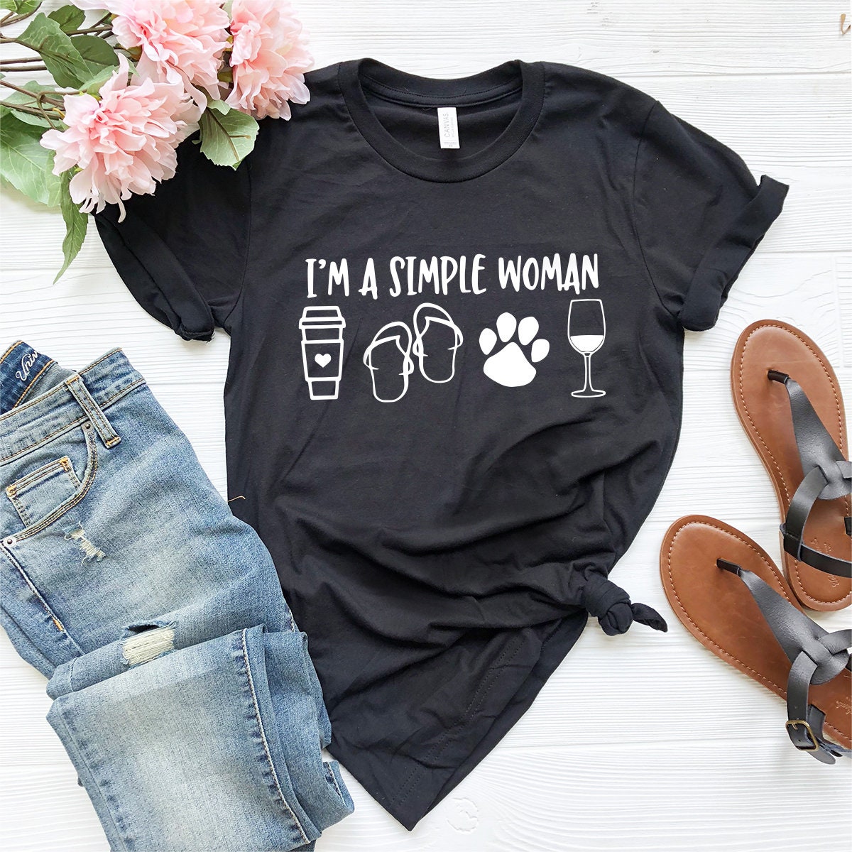 I'm A Simple Woman Sunshine Turtles Wine Flip Flop T-Shirt I'm A Simple Woman Sunshine Turtles Wine Flip Flop T-Shirt