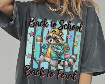 Comfort Colors® Cute Striped Back to School Feral Raccoon Teacher Shirt, First Day of School Shirt, Funny Teacher Shirt