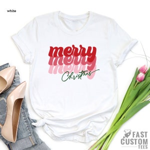 Christmas T-shirt, Christmas Women T-Shirt, Women Christmas Gift, Merry Shirt, Cute Christmas Tee, Family Christmas Shirt, Merry Merry Tee