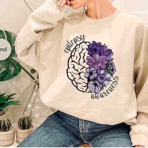 Epilepsy Awareness Crewneck Sweatshirt, Neurodiversity T-Shirt, Epilepsy Gift, Motivational Tee, Epilepsy Mom Shirt, Purple Ribbon Tee image 6