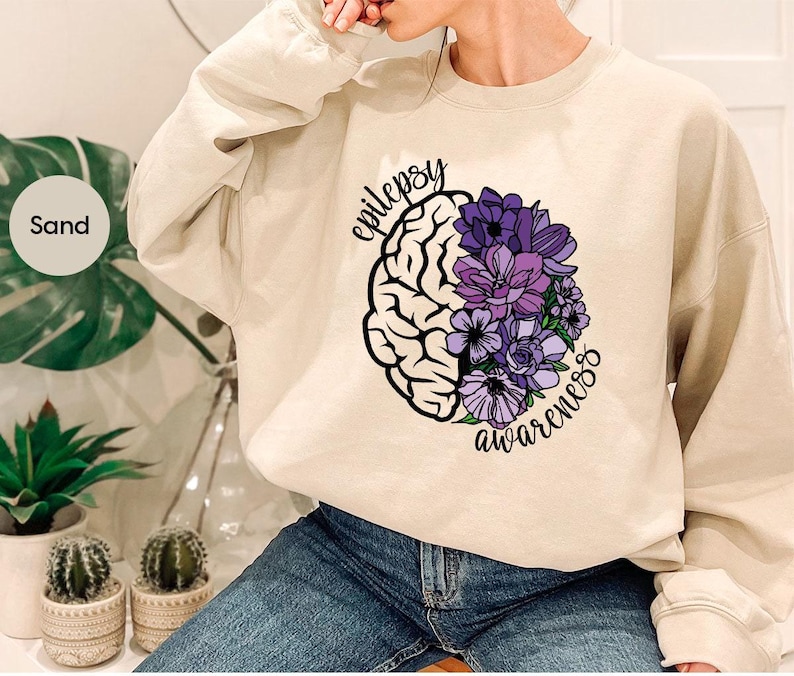 Epilepsy Awareness Crewneck Sweatshirt, Neurodiversity T-Shirt, Epilepsy Gift, Motivational Tee, Epilepsy Mom Shirt, Purple Ribbon Tee image 6