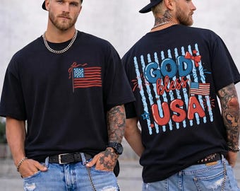 Comfort Colors® Coquette 4th of July Shirt, God Bless The USA Tee, Patriotic Bow Graphic Tshirt, Retro Independence Day Teen Shirt