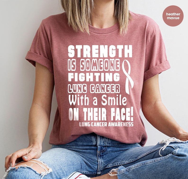 Lung Cancer Awareness T-Shirt, Cancer Warrior Shirt, Lung Cancer Survivor Shirt, Cancer Gifts, Cancer Ribbon Tee, Cancer Support Shirt image 2