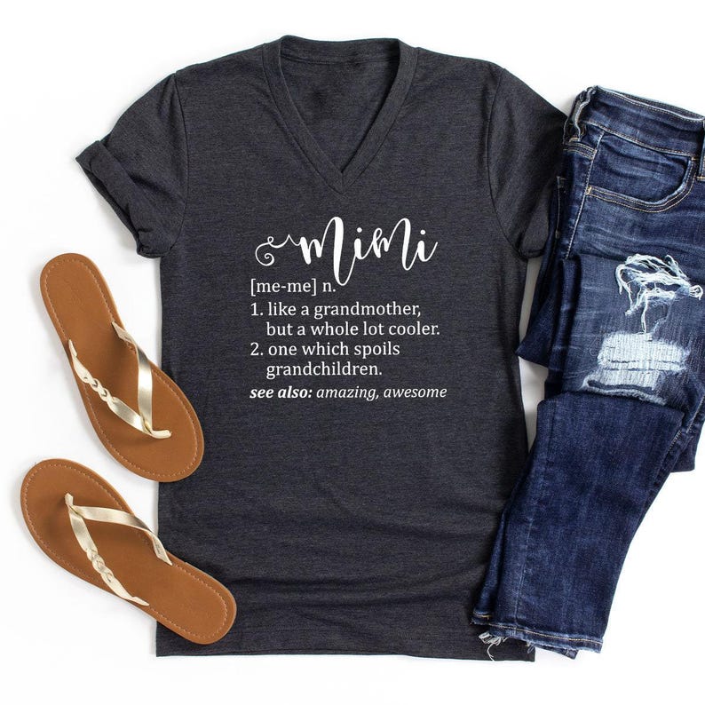Mimi Definition V-neck Shirt, Mimi Shirt, Grandma Shirt, Funny Granny Shirt, Grandmother Shirt, Mother's Day, Grandmother Gift Idea for Mimi zdjęcie 4