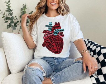 Heart Anatomy Shirt, CVICU Nurse Shirt, Cardiac Nurse Shirt, Nurse Shirt,Cardiology Shirt,Cardiac Sonographer Shirt,Gift For Nurses