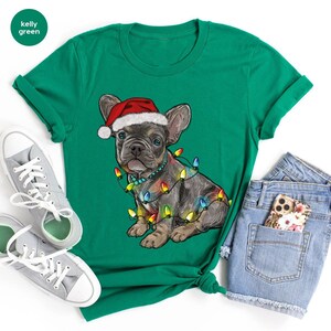 French Bulldog Christmas Dog Mom Sweatshirts, Holiday Xmas Party Dog Graphic Tees for Dog Owner, Christmas French Bulldog Gifts for Dog Dad image 4