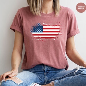 T-shirt rétro du 4 juillet, T-shirt drapeau américain, T-shirts graphiques carte des États-Unis, T-shirts patriotiques vintage, Cadeau pour grand-père, Tenue pour le Memorial Day, T-shirt pour vétéran image 3