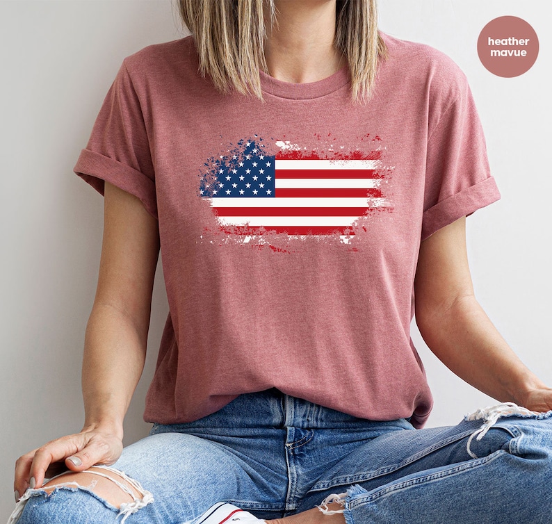 T-shirt rétro du 4 juillet, T-shirt drapeau américain, T-shirts graphiques carte des États-Unis, T-shirts patriotiques vintage, Cadeau pour grand-père, Tenue pour le Memorial Day, T-shirt pour vétéran image 3