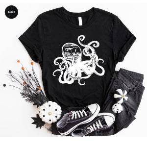 Octopus Graphic Tees, Ocean Shirt, Sea Animals Gift, Octopus Clothing, Cool Octopus Toddler Shirt, Women VNeck TShirt, Gift for Him image 6