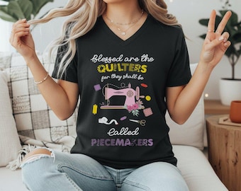 Blessed Quilters Piecemakers Shirt, Sewing Humor Tee, Vintage Quilt Design, Craft Lover Gift, Unisex Apparel