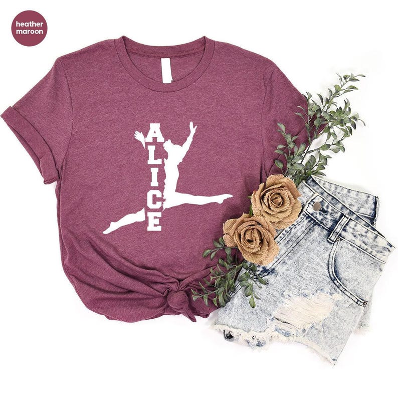 Customized Gymnastics Shirts, Cool Personalized Graphic Tees, Trendy Birthday Gift, Gymnastic TShirt, Gymnastics Mom Outfit, Sports Clothing afbeelding 6
