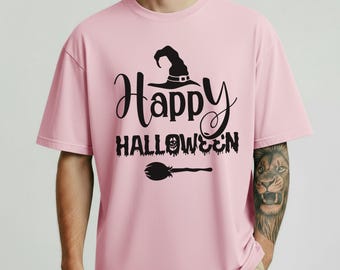 Comfort Colors® Halloween Witch Hat Shirt, CreepyTypography Graphic Tee, Cute Witchy Halloween Shirt, Festive Fall Apparel
