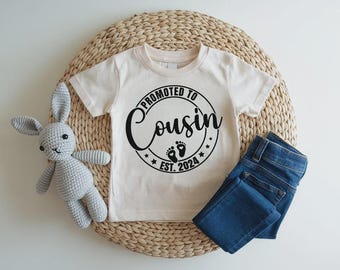Promoted to Cousin Est 2024 Kids Shirt, New Cousin Gift, Baby Announcement Cousin Reveal Shirt, Pregnancy Announcement Idea, Cousin Tee