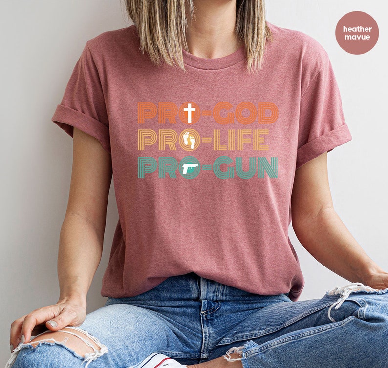 Vintage Pro Life Shirt, Christian Shirts, Retro Patriotic Tees, Conservative Crewneck Sweatshirt, Republican Gifts for Women, American Shirt image 3