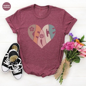 Vintage T Shirt, Peace Shirt, Graphic Tees Vintage, Peace Heart Shirt, Groovy Shirt, Groovy Peace Shirt, Boho Shirt, Shirts For Women image 4