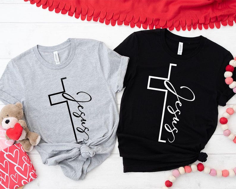 Jesus T-shirt, Christian Shirt, Vertical Cross Shirt, Christian Gift, Jesus Cross T-shirt, Religious Shirt, Inspirational Christian Shirt image 3