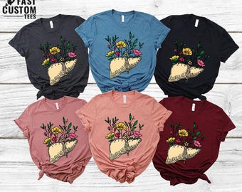 Liver Graphic Tees, Hepatology T-shirt, Liver Transplant, National Liver Awareness Month, Liver Support Clothing, Flower Graphic Tee