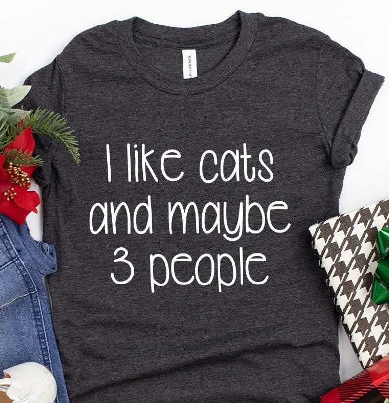 I Like Cats and Maybe 3 Peoples Shirt, Cat Lover Shirt, Funny Cat Shirt ...