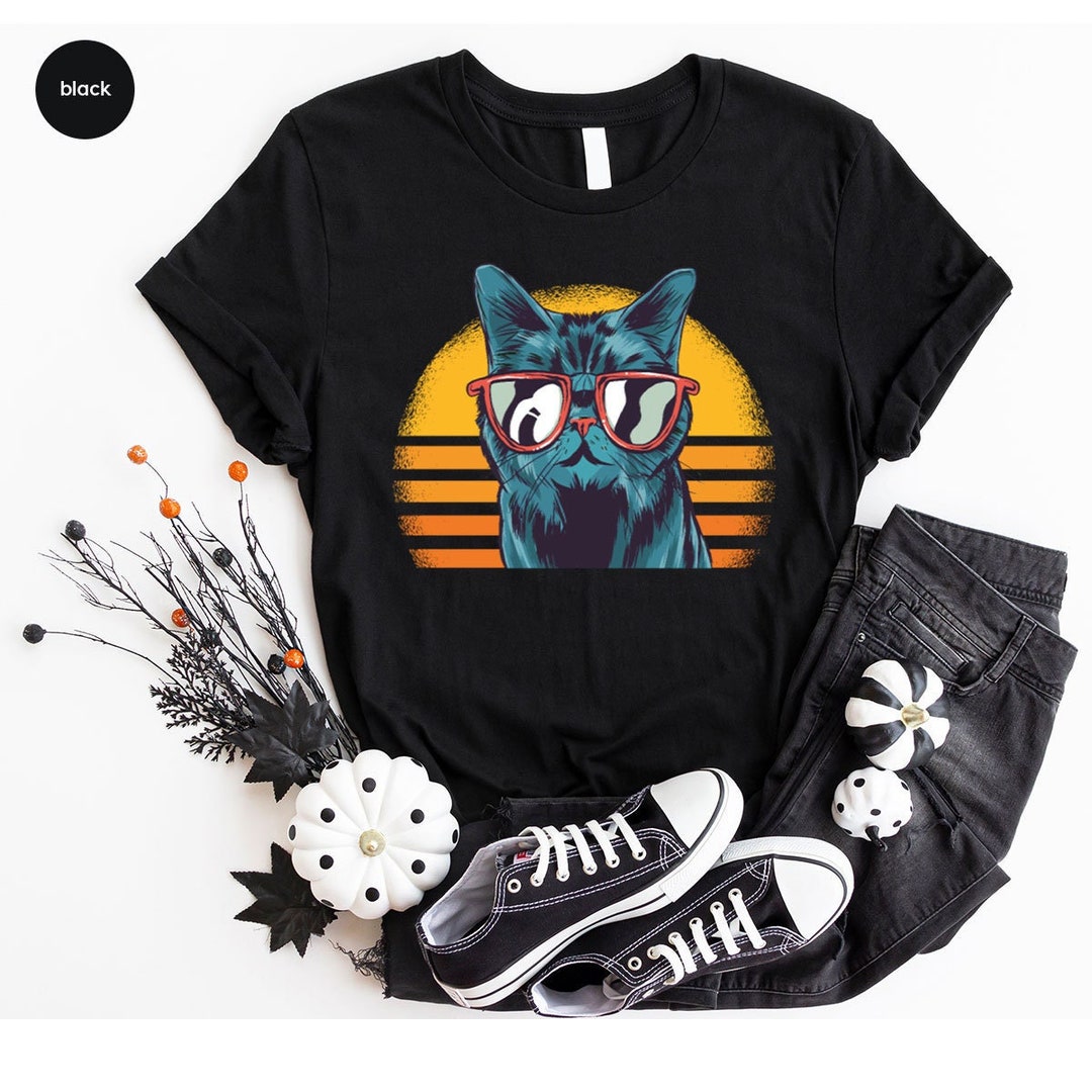 Retro Cat T Shirt
 Vintage Cat T Shirt Cool Cat Shirt Cat Crewneck Sweatshirt Retro Cat