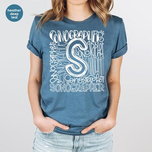 Sonographer Vneck TShirt, Womens Clothing, Sonographer Shirt, Birthday Gift for Her, Shirts for Women, Ultrasound Graphic Tees, Gift for Him image 4