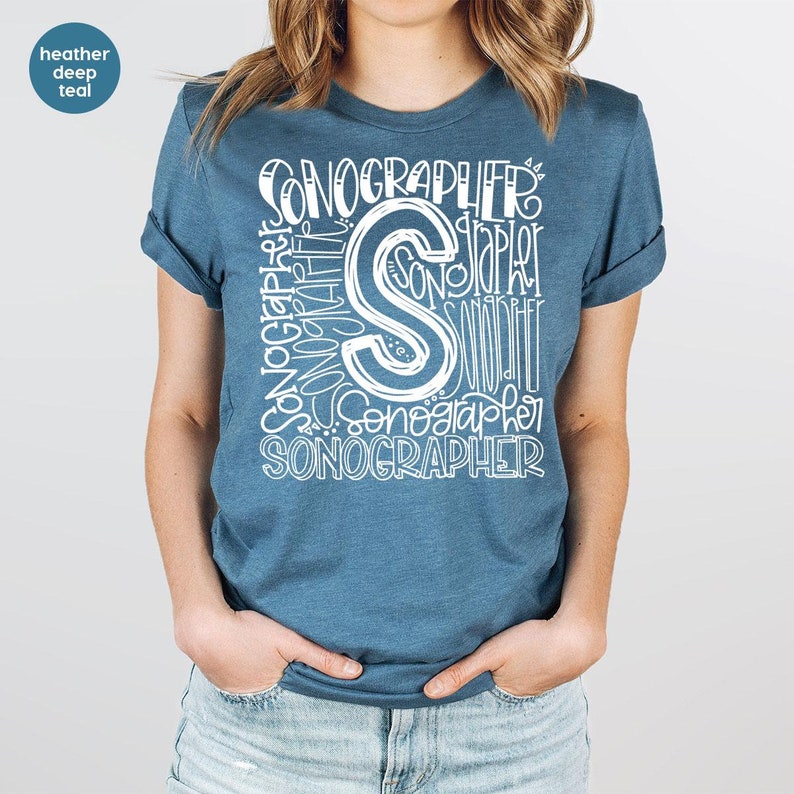 Sonographer Vneck TShirt, Womens Clothing, Sonographer Shirt, Birthday Gift for Her, Shirts for Women, Ultrasound Graphic Tees, Gift for Him image 4