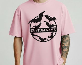 Comfort Colors® Cute Creepy Bats Halloween Shirt, Gothic Bat Silhouette Tee for October Festivities, Cute Hallowen Shirt